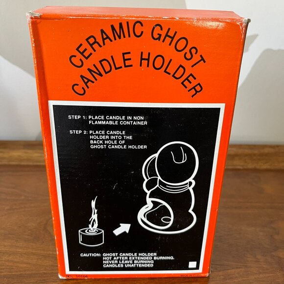 Vintage Ceramic Halloween Ghost & Pumpkin Tea Light Candle Holder Jack-O-Lantern - Picture 11 of 16